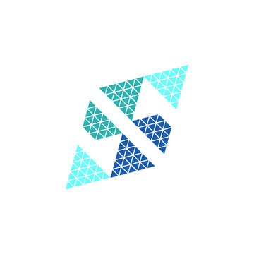 initial S letters with triangulation art style logo icon illustration
