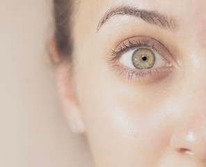Green Eye of a beautiful white woman close up