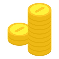Coins stack icon. Isometric of coins stack vector icon for web design isolated on white background