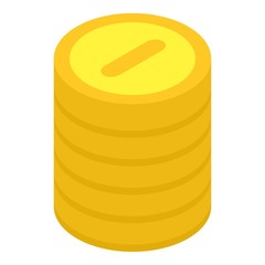 Gold coin stack icon. Isometric of gold coin stack vector icon for web design isolated on white background