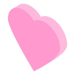 Pink heart icon. Isometric of pink heart vector icon for web design isolated on white background