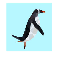 Colorful polygonal style design of penguin