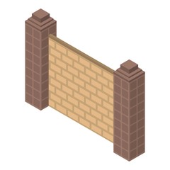 Yellow brick fence icon. Isometric of yellow brick fence vector icon for web design isolated on white background
