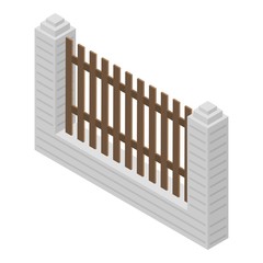 Stone wood fence icon. Isometric of stone wood fence vector icon for web design isolated on white background