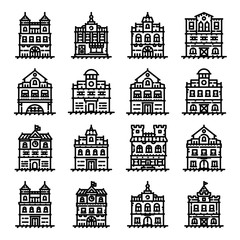 Naklejka premium Historical Center City Icon Set