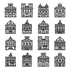 Fototapeta premium Historical Center City Icon Set