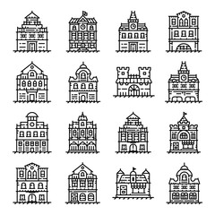 Naklejka premium Historical Center City Icon Set