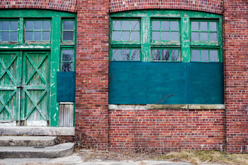 old decaying brick building details