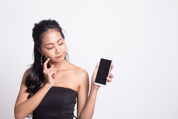 Young Asian woman with mobile phone.