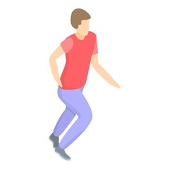 Fototapeta na wymiar Boy running icon. Isometric of boy running vector icon for web design isolated on white background