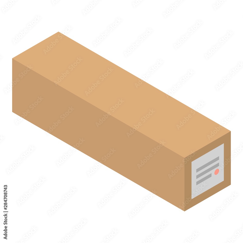 Wall mural Long carton parcel icon. Isometric of long carton parcel vector icon for web design isolated on white background - Wall murals