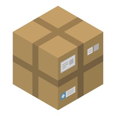 Delivery carton box icon. Isometric of delivery carton box vector icon for web design isolated on white background
