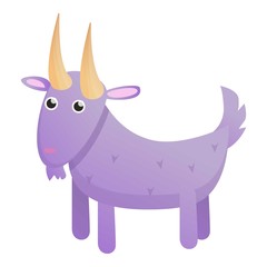 Violet goat icon. Cartoon of violet goat vector icon for web design isolated on white background