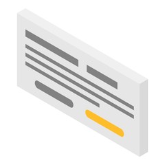 Sms text icon. Isometric of sms text vector icon for web design isolated on white background