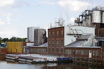 Industrial buildings at a canal