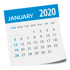 January 2020 Calendar Leaf - Vector Illustration