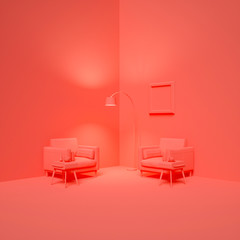 sofa abstract soft red background 3d rendering - Illustration