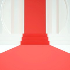 white red podium staircase steps on studio lighting. Design creative concept for product display mock up. 3D rendering illustration. - Illustration