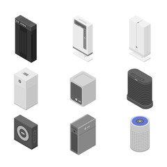 Air purifier icons set. Isometric set of air purifier vector icons for web design isolated on white background