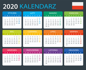 2020 Calendar Polish - vector illustration