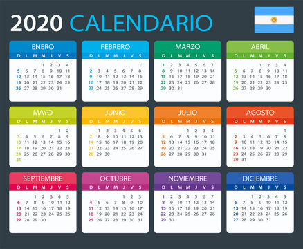 2020 Calendar Argentinian - vector illustration
