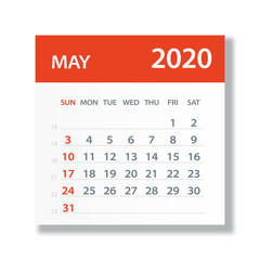 May 2020 Calendar Leaf - Vector Illustration