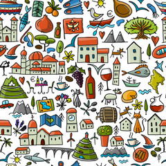 Travel to Montenegro, seamless pattern for your design
