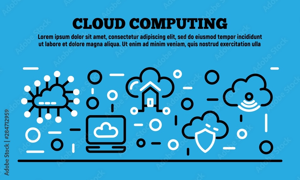 Poster cloud computing banner. outline illustration of cloud computing vector banner for web design