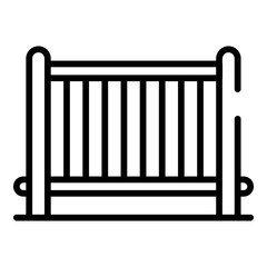 Baby crib icon. Outline baby crib vector icon for web design isolated on white background