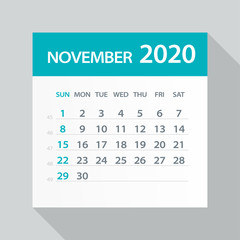 November 2020 Calendar Leaf - Vector Illustration