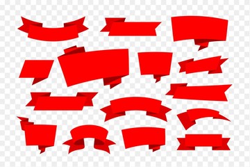 Set of Red Ribbon Banners, transparent background - 284713173