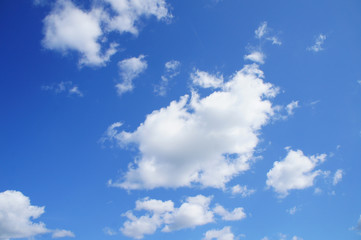 Blue sky with white clouds.