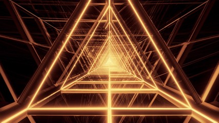 abstract glowin golden triangle wireframe background walpaper 3d rendering