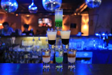Alcohol shots  at the bar