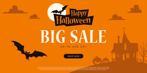 Promo Halloween background template. Big Sale