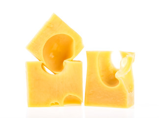 Piece of cheese isolated on a white background