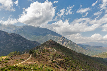 Mountain landscape in Corsica, France.