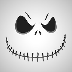 Sinister Pumpkin Face on white background