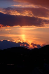 夕焼け　太陽柱