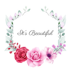 Beautiful floral frame with colorful flowers decoration for cards composition