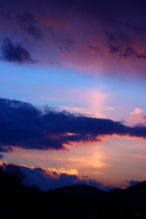 夕焼け　太陽柱