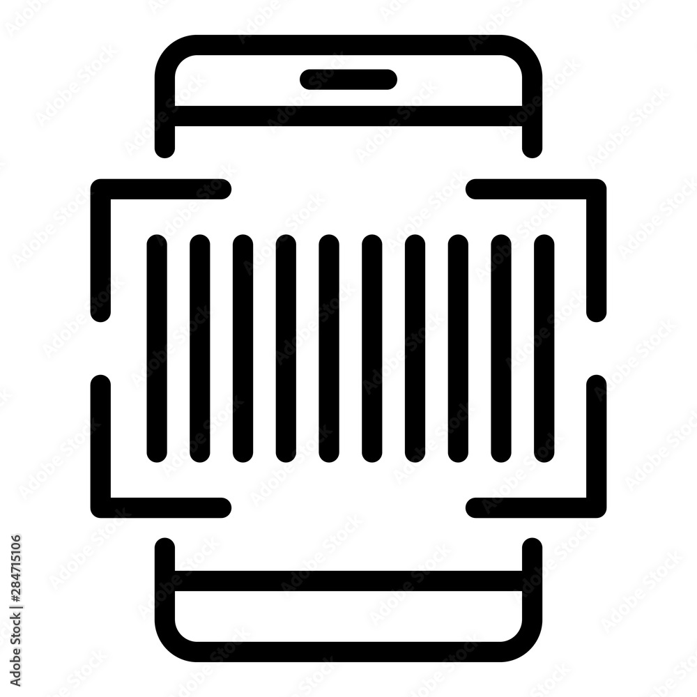 Poster telephone scan barcode icon. outline telephone scan barcode vector icon for web design isolated on w