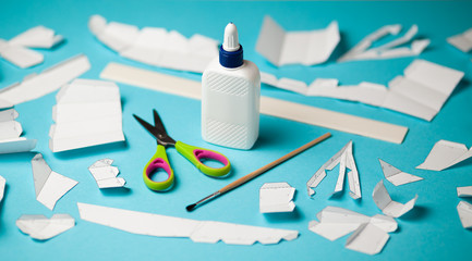 Geometric paper craft. 3d polygonal model, triangulation do it yourself design art. Decrowcraft,...