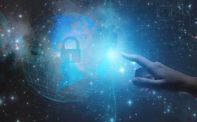 conceptual representation of the protection and interaction of the personal data of the inhabitants...