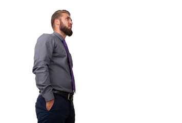 Portrait of a bearded businessman isolated on a white background