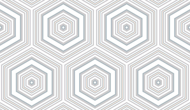 Abstract hexagons seamless pattern. Vector geometric pattern of many shapes.