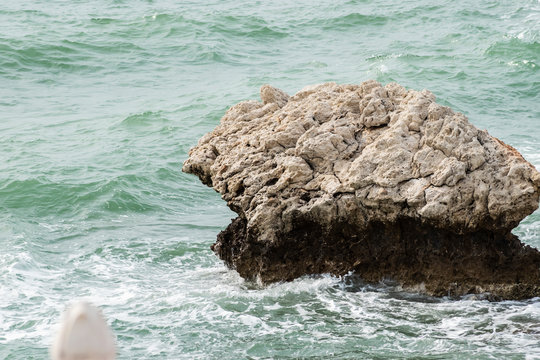 Rock eroded by the sea in Vlora coastline, Albania