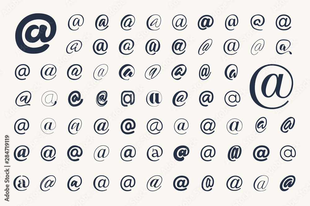 Fototapete set of email symbol monkey or at. vector illustration icons in different styles isolated for graphic
