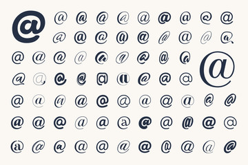 Set of email symbol monkey or at. Vector illustration icons in different styles isolated for graphic and web design.   © PureSolution