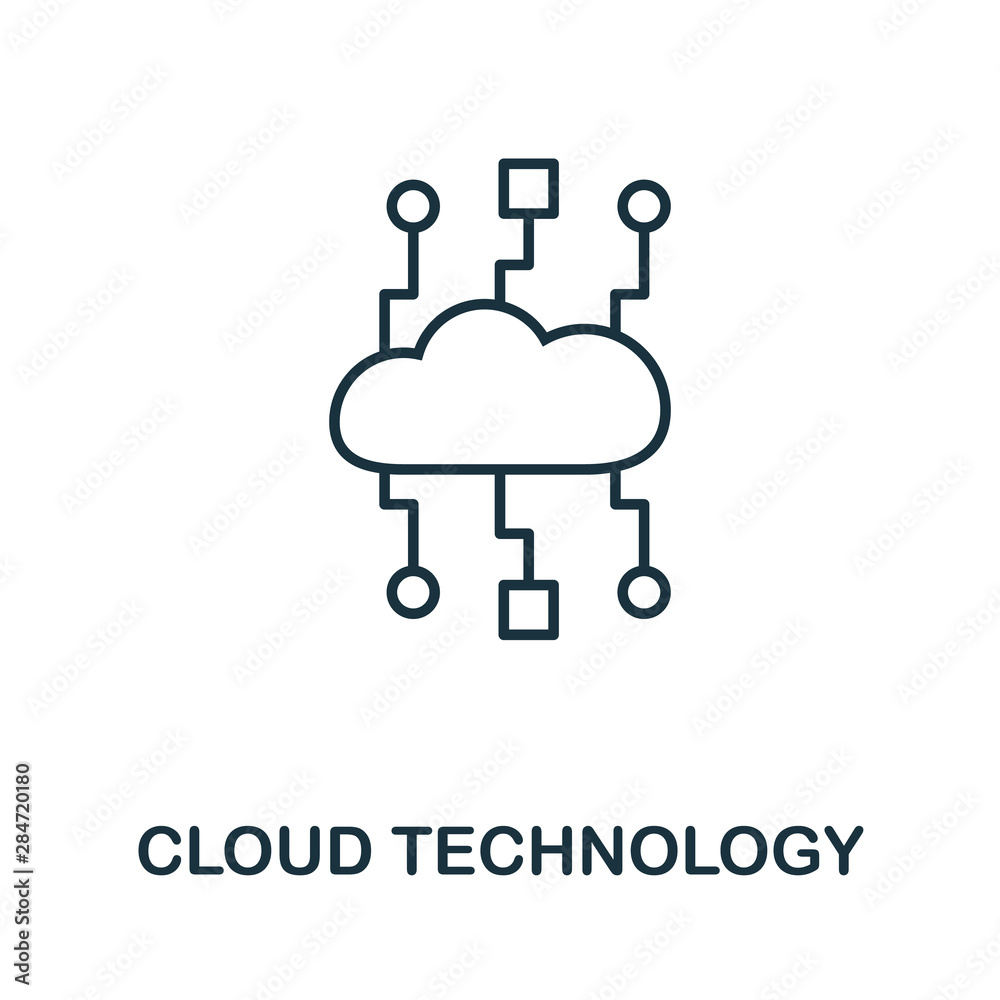 Wall mural cloud technology icon. thin outline style design from web hosting icons collection. creative cloud t